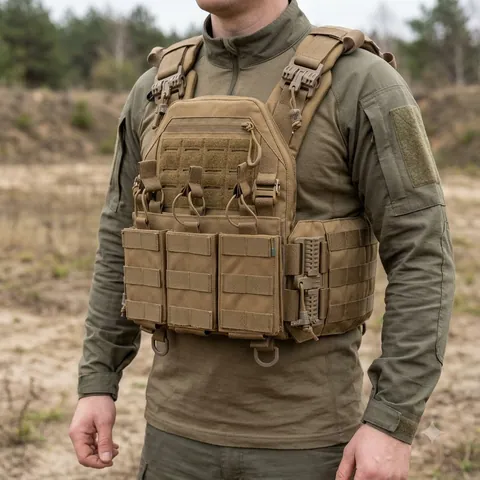 Плитоноска Kiborg GU Gen.2 + з'ємна панель для трьох магазинів Койот