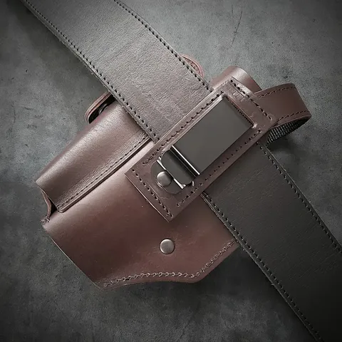 Шкіряна кобура поясна під Glock 19 | коричнева — фото 3