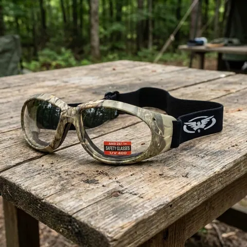 Окуляри захисні з ущільнювачем Global Vision Eliminator Camo Forest (clear), прозорі в камуфльованій оправі, Камуфляж