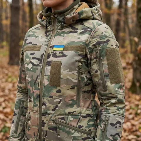 Зимова утеплена жіноча FS куртка-трансформер Soft Shell 2в1, мультикам — фото 3