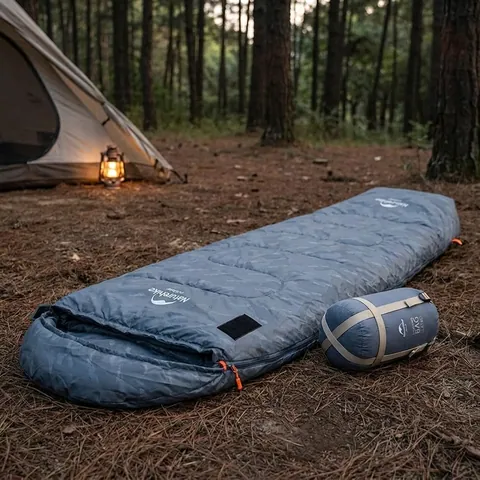 Спальник надлегкий Naturehike Ultralight LW180 NH21MSD09 правий, (15°C), p-p XL, сіро-синій