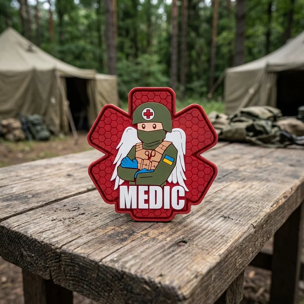 ПВХ патч (шеврон) "Військовий медик" червоний