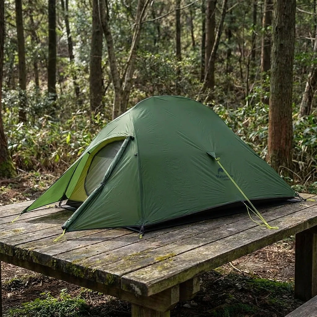 Намет надлегкий двомісний з футпринтом Naturehike Сloud Up 2 Updated NH17T001-T, 20D, темно-зелений