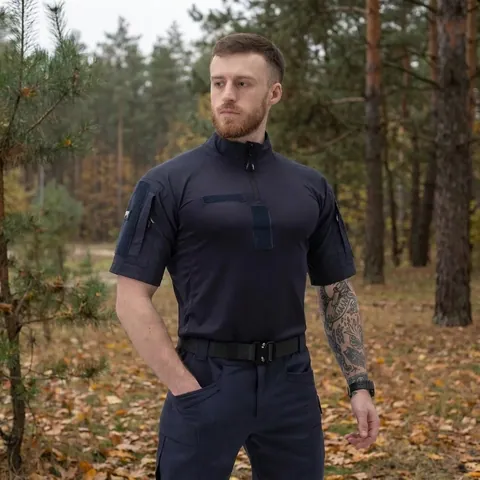 Футболка тактична бойова BEZET Combat з коротким рукавом синя
